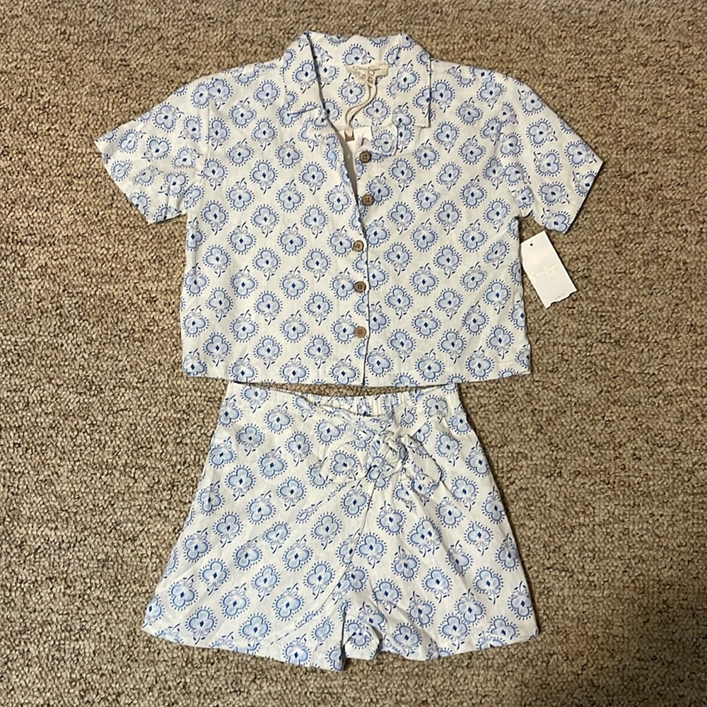 NWT Jessica Simpson linen skort and shirt girls size 6x